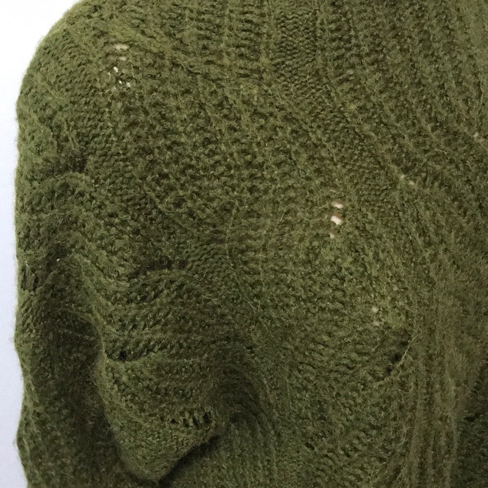 J. Crew Pointelle Cable Sweater Alpaca Moss Green - Picture 3 of 6